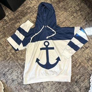 Size medium cute nautical pull over hoodie - dry fit and stretch material!
